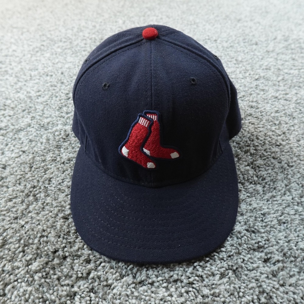 Boston Red Sox Hat Cap Mens 7 3/8 Blue MLB Baseball New Era Fitted On Field USA